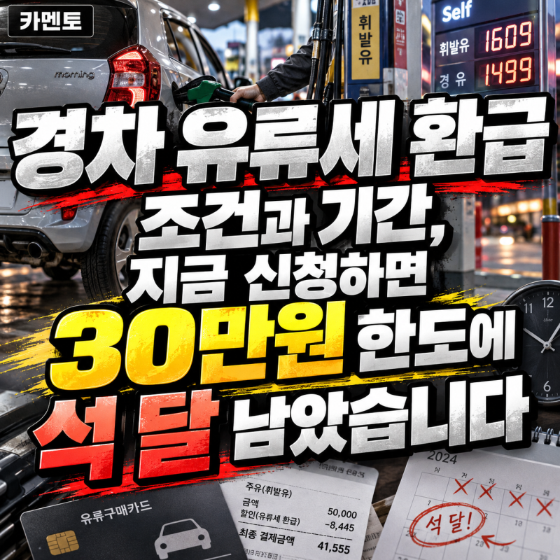 경차 유류세 환급 조건과 기간, 지금 신청하면 30만원 한도에 석 달 남았습니다