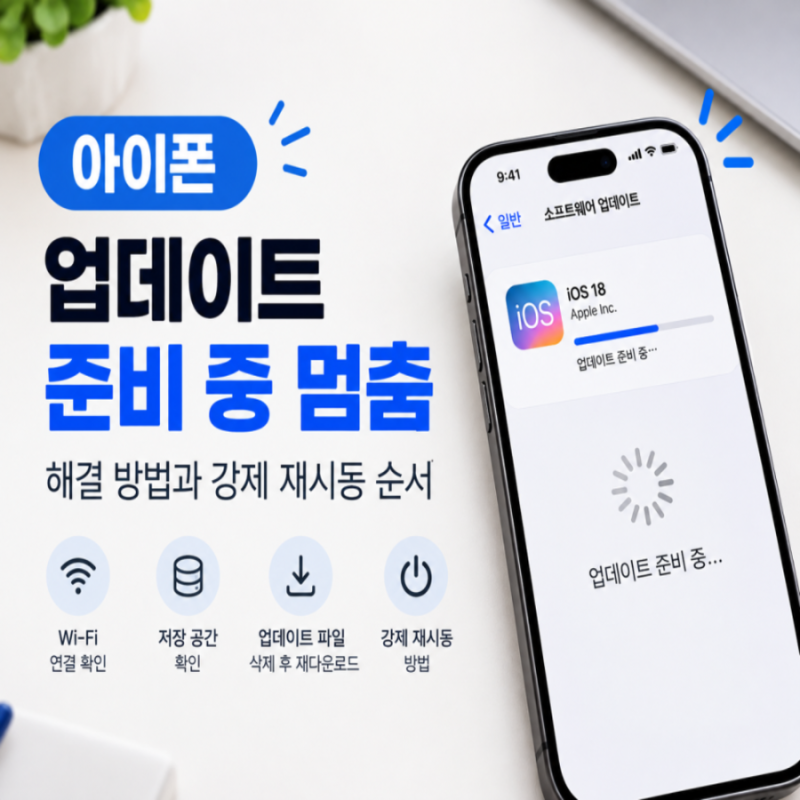 아이폰 업데이트 준비 중 멈춤｜해결 방법과 강제 재시동 순서