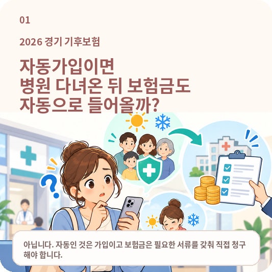 경기도민은 기후보험에 자동가입이라는데 병원에 다녀오면 보험금도 자동으로 들어올까?