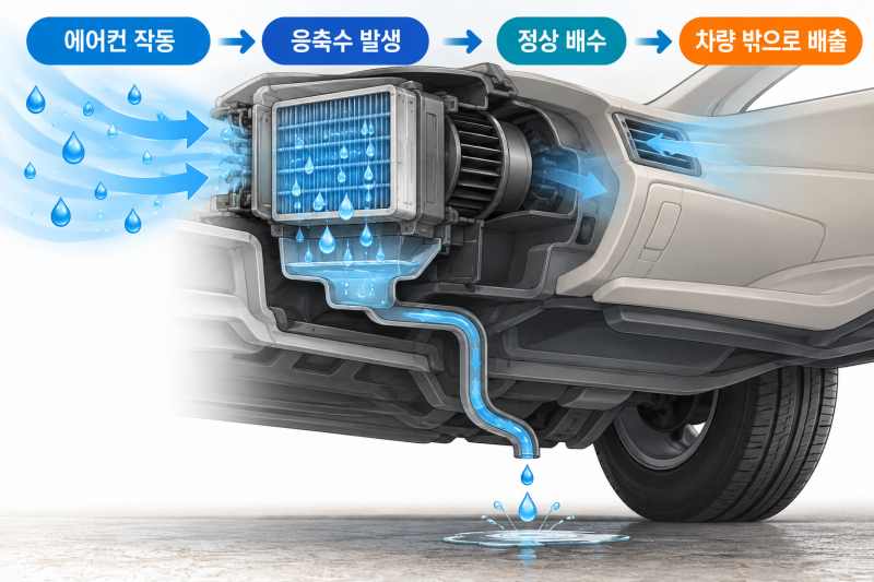 자동차 에어컨 물 떨어짐, 차 밑 물은 정상? 실내 물고임과 구분법