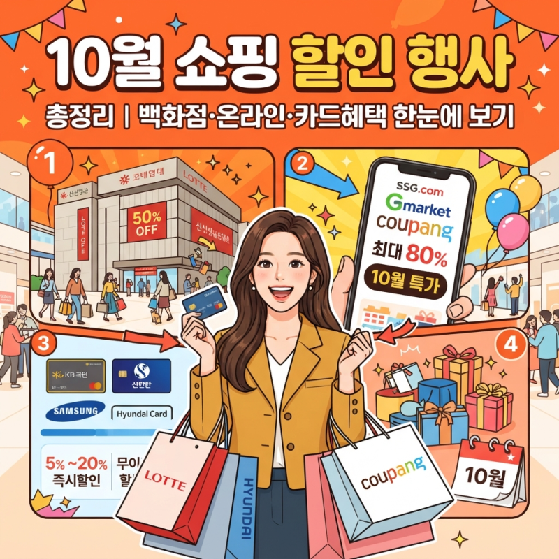 10월 쇼핑 할인 행사 총정리 ㅣ 백화점·온라인·카드혜택 한눈에 보기