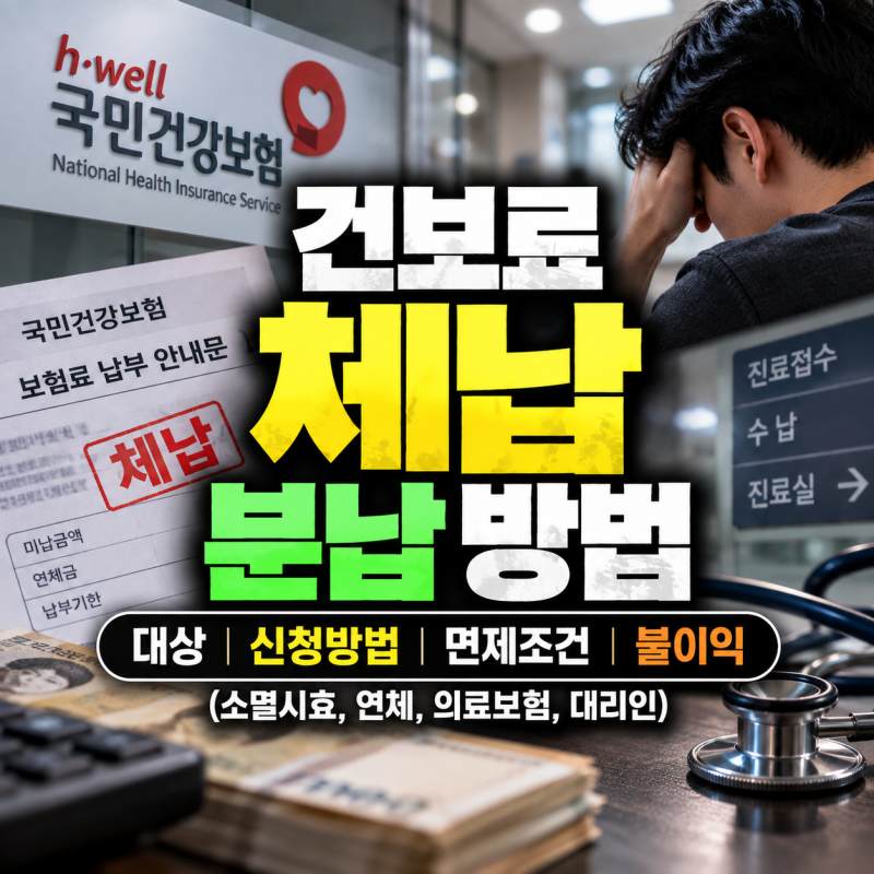 건보료 체납 분납 방법 신청 조건 소멸시효 연체 불이익(+의료보험, 대리인)
