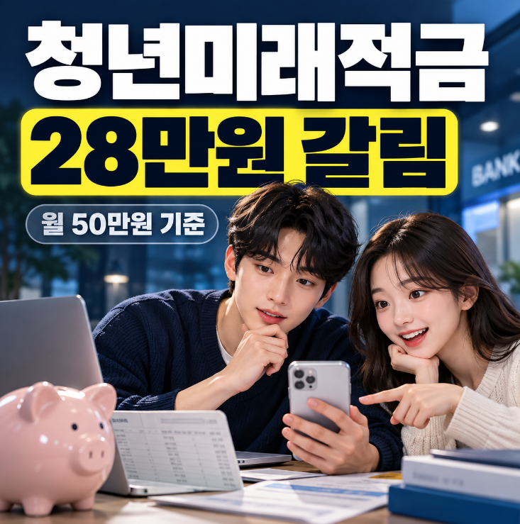 청년미래적금 월 50만원 은행별 만기 수령액 비교｜우리·하나·KB·NH·IBK 어디가 유리할까
