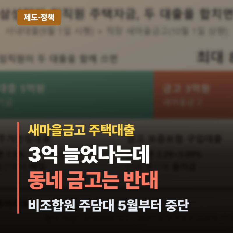"새마을금고 주택대출 3억" 내 동네 금고는 그대로입니다