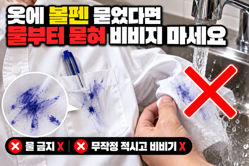 옷에 볼펜이 묻었을 때 물부터 묻히면 안 되는 이유, 잉크 얼룩 지우는 법
