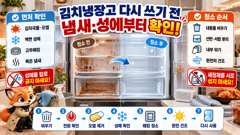 김치냉장고 사용 전 청소하는 법｜냄새·성에부터 확인하세요