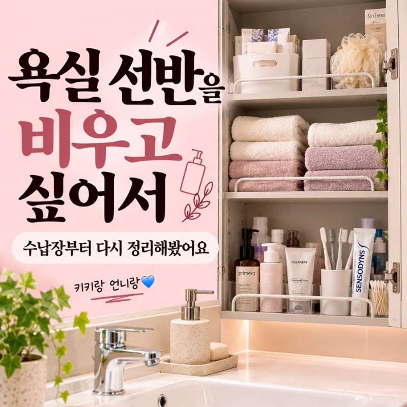 욕실 선반을 비우고 싶어서, 수납장부터 다시 정리해봤어요