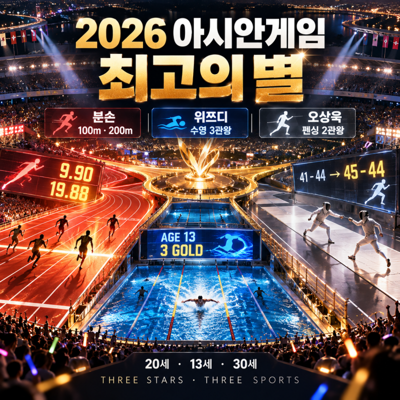 20세 ‘태국 볼트’와 13세 중국 수영 신동｜2026 아시안게임 MVP는 분손·위쯔디, 한국은 오상....