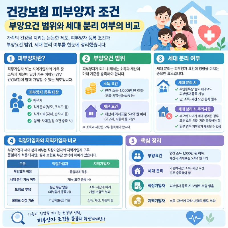 건강보험 피부양자 조건 직장가입자와 지역가입자 보험료 차이 비교