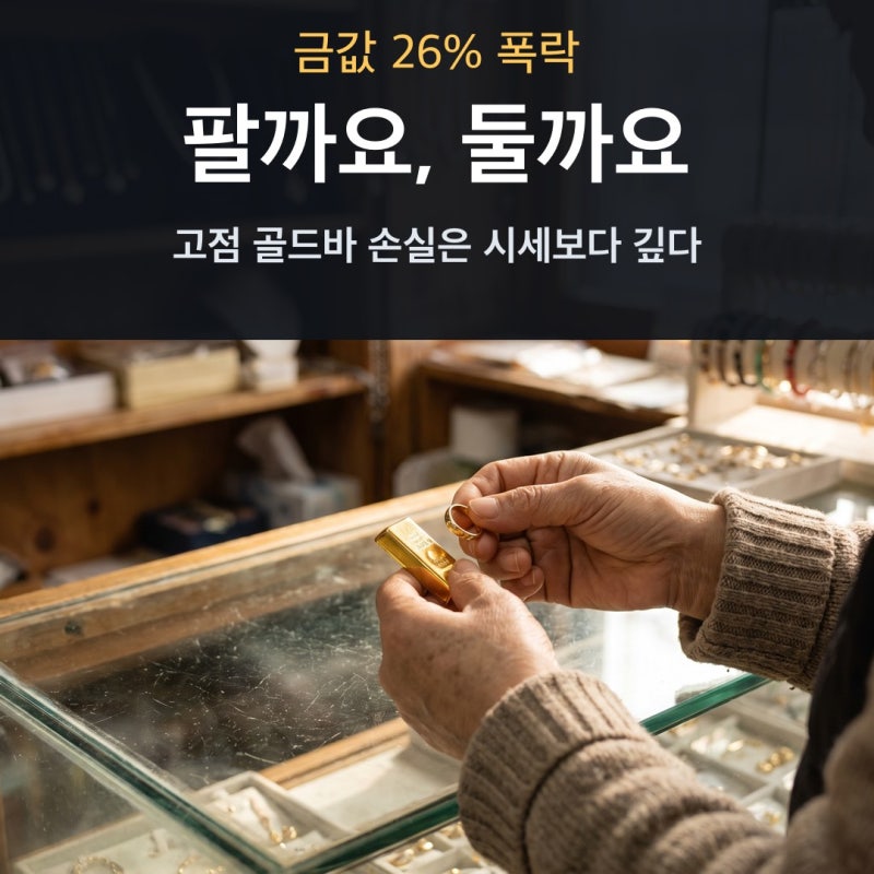 금값 26% 폭락, “한 돈 100만 원에 샀는데” 골드바 손실이 더 큰 이유