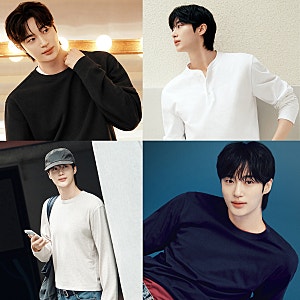 이건 무조건 코디의 기본! 변우석 X 지오다노 긴팔티·맨투맨 코디, 따라 입고 싶은 남친룩