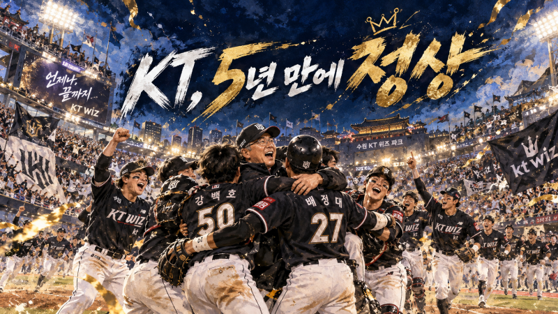 KT 정규시즌 우승 확정, 5년 만에 1위…2026 한국시리즈 직행