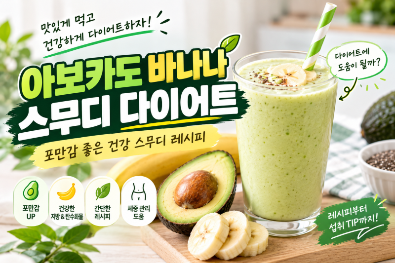 아보카도 바나나 스무디 다이어트｜포만감 좋은 건강 스무디 레시피