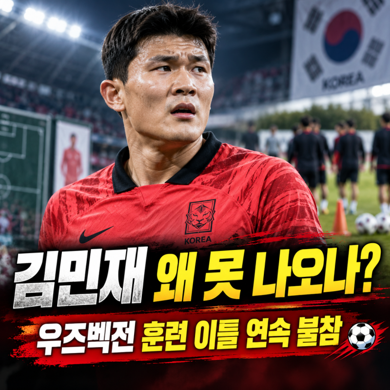 김민재 우즈베키스탄전 왜 못 나오나? ‘수비수만 불쌍’ 발언 뒤 이틀 연속 훈련 불참