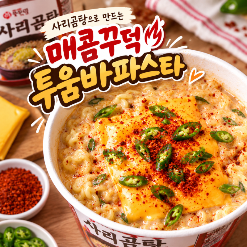 사리곰탕으로 만드는 초간단 매콤꾸덕 '방구석 투움바 파스타' 레시피