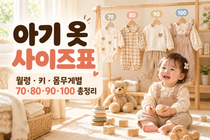 아기 옷 사이즈표 몸무게 월령 키별 70 80 90 100 사이즈 한눈에 정리
