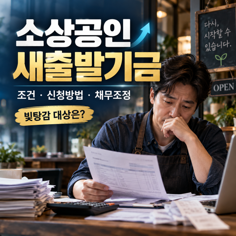 소상공인 지원 새출발기금 조건 신청방법 대출 채무조정 빚탕감 대상은?