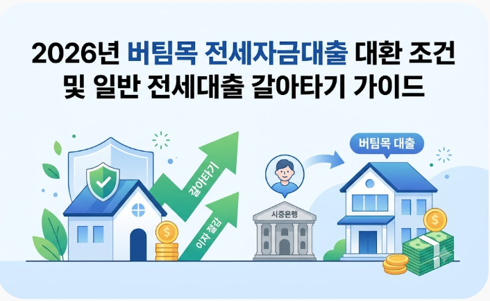 2026년 버팀목 전세자금대출 대환 조건 및 일반 전세대출 갈아타기 가이드