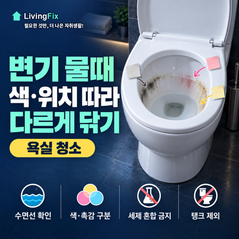 변기 물때 제거, 색과 위치별 방법은?