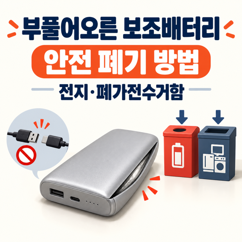 부풀어오른 보조배터리 폐기 방법, 전지·폐가전수거함에 안전하게 버리는 법