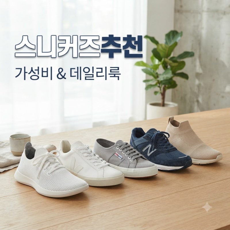가볍고 편한 슬립온부터 클래식 올화이트까지, 후회 없는 가성비 남성 스니커즈 비교