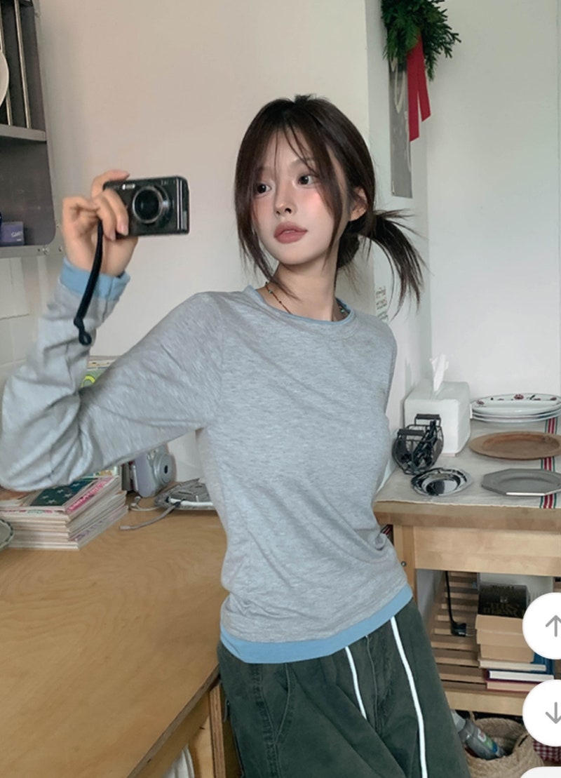 조이조이 슈코 배색컬러 스판 여리핏 세미크롭 이너티 데일리 티셔츠 후기