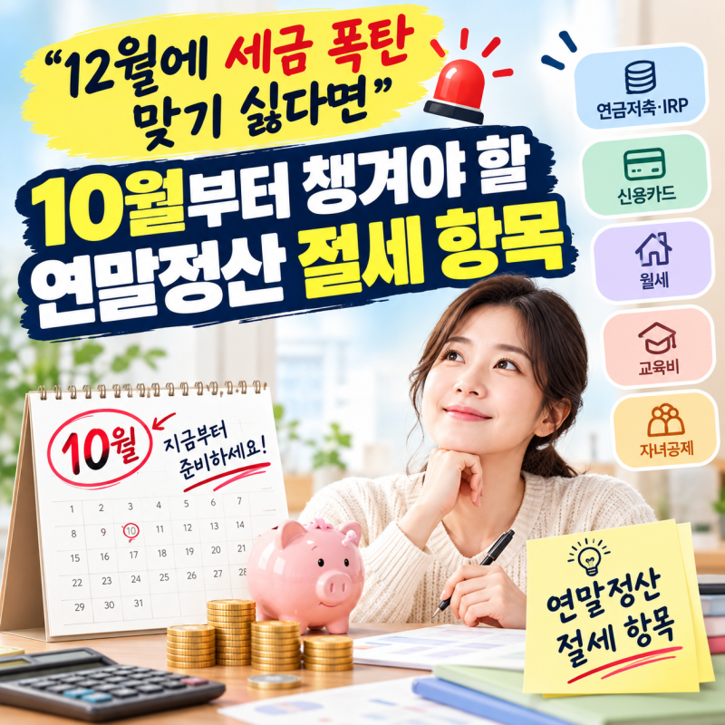 “12월에 세금 폭탄 맞기 싫다면” 10월부터 챙겨야 할 연말정산 절세 항목