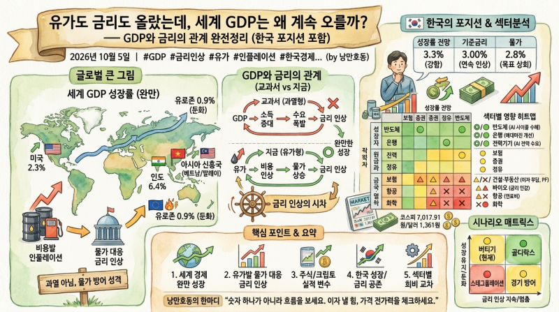 유가도 금리도 올랐는데, 세계 GDP는 왜 계속 오를까? — GDP와 금리의 관계 (한국 포지션 포함)....