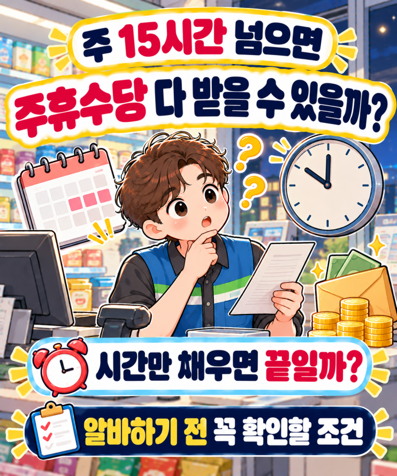 주 15시간만 넘으면 주휴수당을 다 받을 수 있을까?
