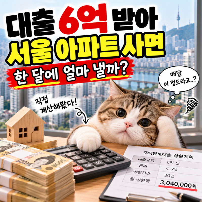 대출 6억 받아 서울 아파트 사면 한 달에 얼마 낼까? 금리인상의 공포!