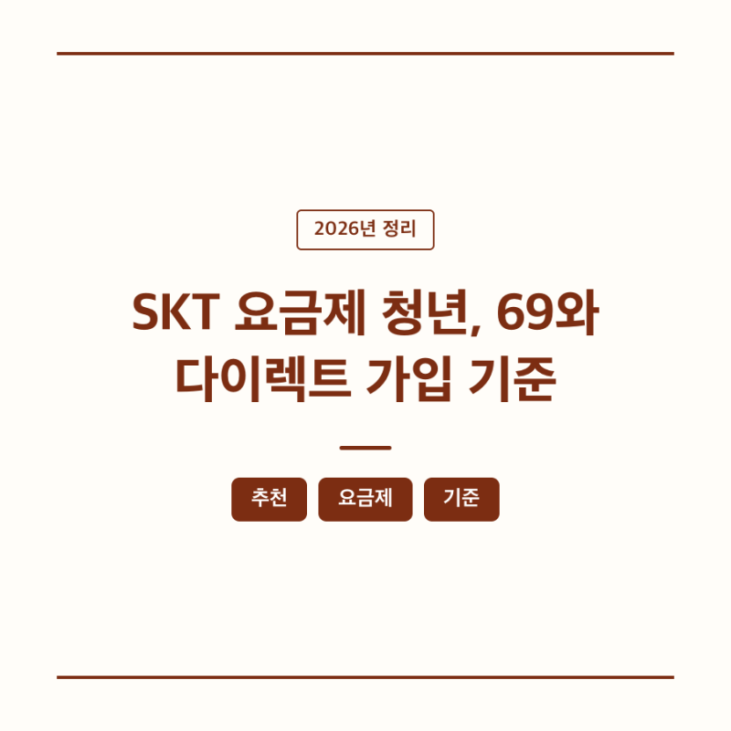 SKT 요금제 청년, 69와 다이렉트 가입 기준
