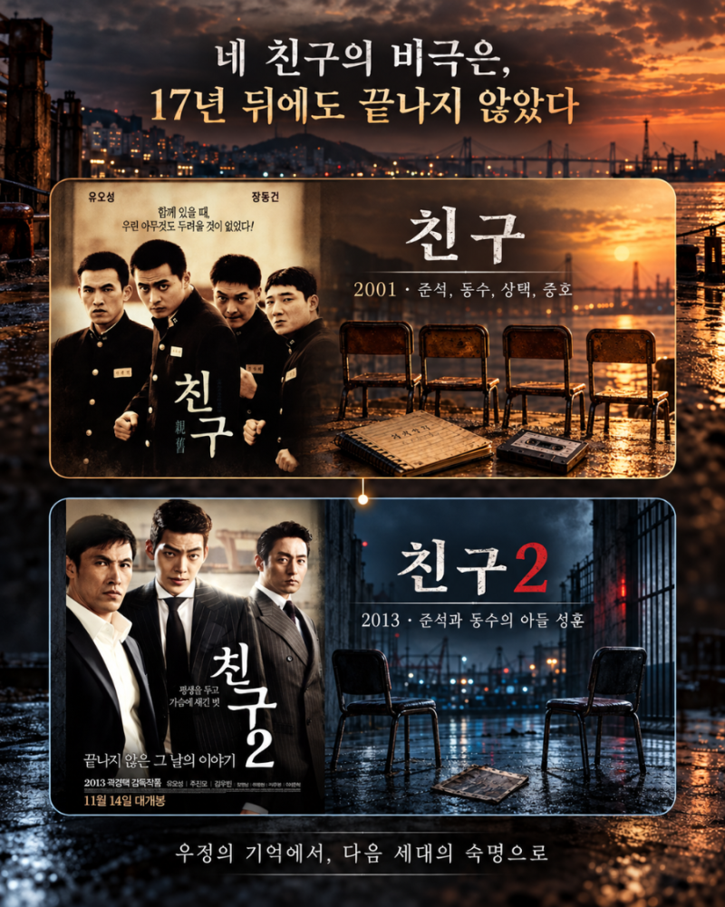 (영화추천)〈친구〉 장동건 다음은 김우빈? 2편을 보면 17년 뒤 이야기가 이어진다