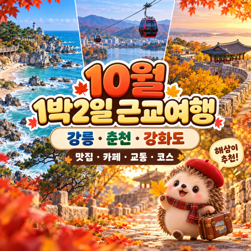 10월 서울 근교 1박2일 여행지 추천｜강릉·춘천·강화도 가을 코스, 이대로만 가세요!