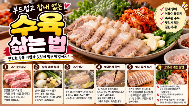 수육 삶는법｜잡내 없이 부드럽고 촉촉하게 삶는 시간과 황금레시피