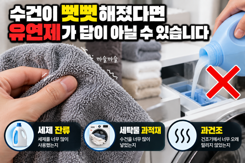 수건이 뻣뻣해졌다면 섬유유연제가 답이 아닐 수 있습니다｜다시 부드럽게 세탁하는 법
