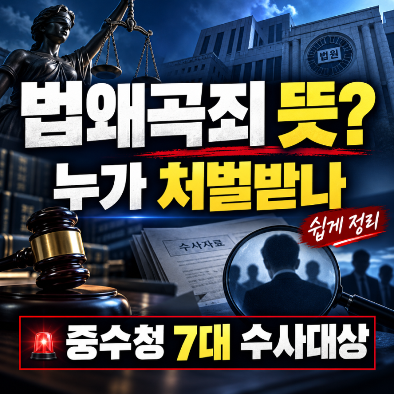 법왜곡죄 뜻, 누가 처벌받나? 중수청 7대 수사대상 쉽게 정리