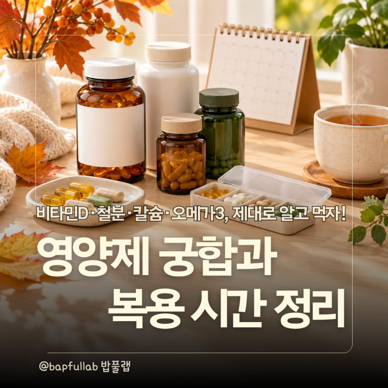 영양제 먹는 시간 언제? 같이 먹을 때 확인할 조합｜성인·어린이 환절기 복용법 정리