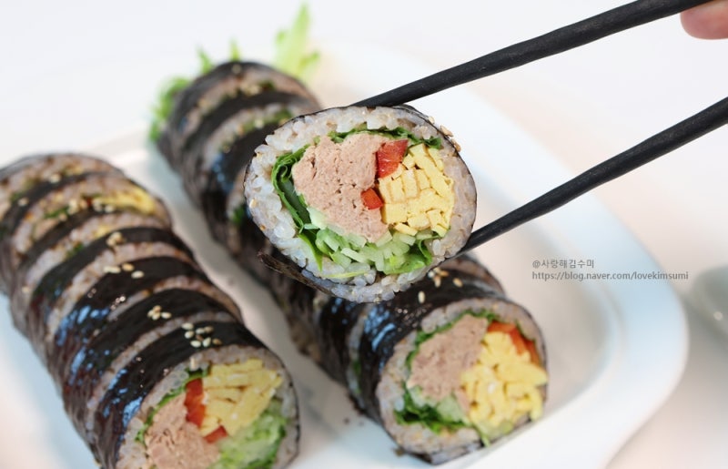 오이 참치김밥 만들기 재료 참치마요김밥 레시피