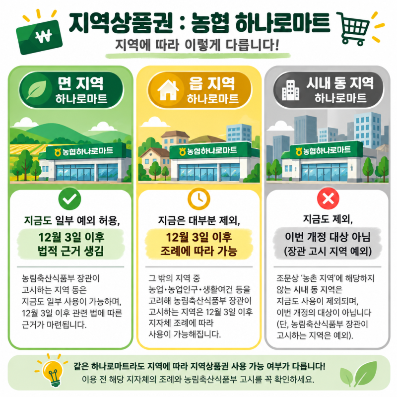 12월 3일부터 하나로마트도 지역사랑상품권 가맹점이 될 수 있습니다 — 그런데 그날 자동으....