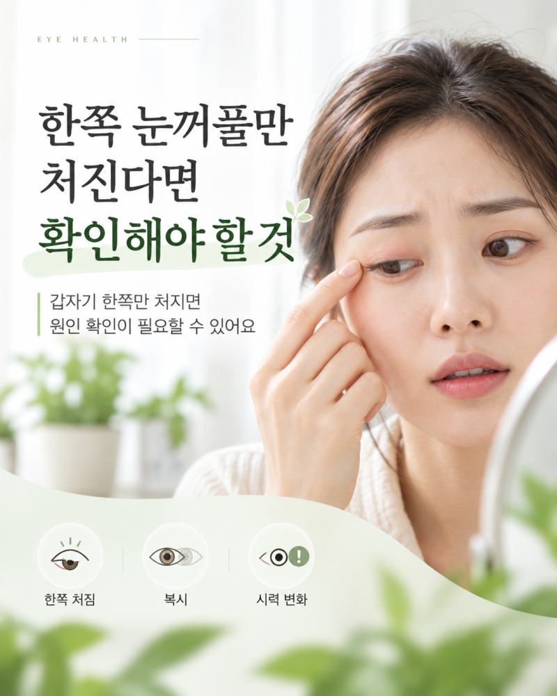 한쪽 눈꺼풀만 처진다면 확인해야 할 것｜안검하수 원인과 주의 신호