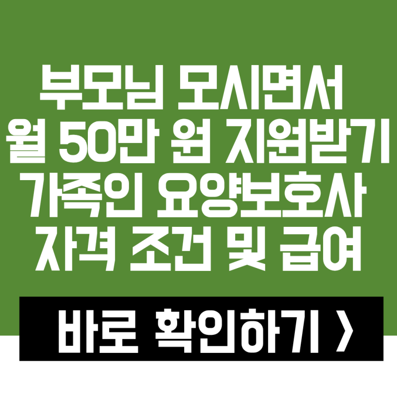 부모님 모시면서 월 50만 원 지원까지? 2026 가족인 요양보호사 자격 조건 및 급여