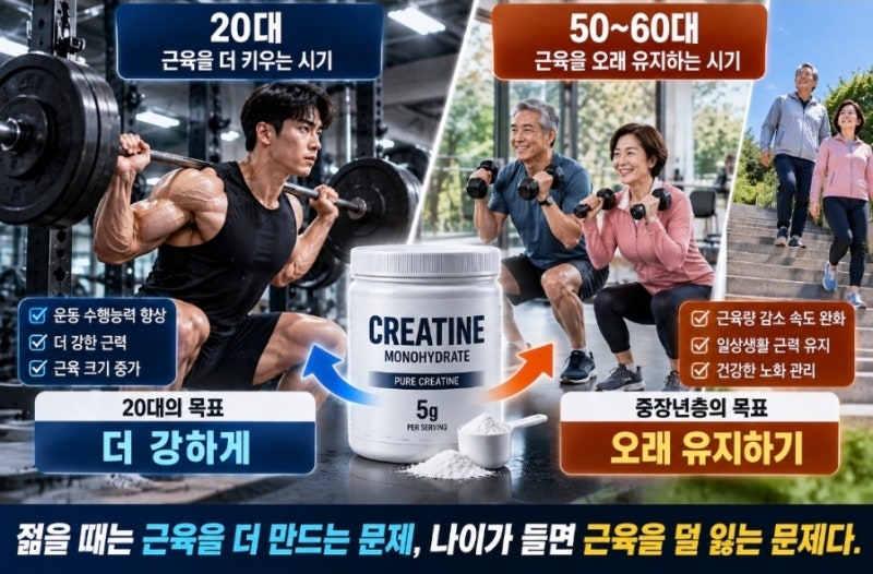크레아틴, 운동하는 사람만 먹는 영양제인 줄 알았는데 요즘 중장년층까지 찾는 이유