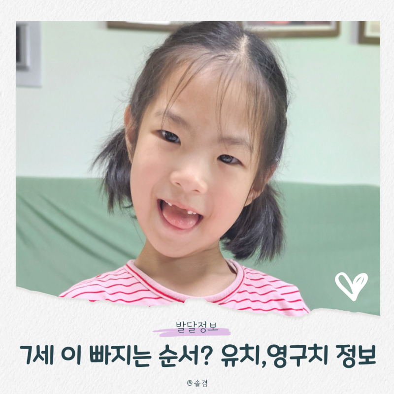 7살 이 몇 개 빠질까? 유치 빠지는 시기·순서와 영구치 나는 시기