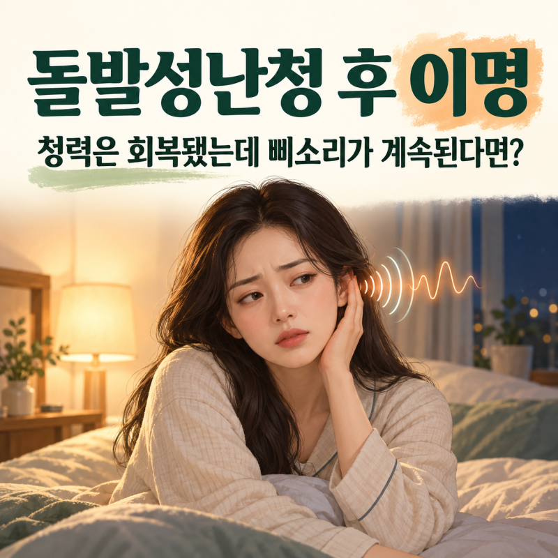 돌발성난청 후 이명, 청력은 회복됐는데 귀먹먹 삐소리가 계속된다면?