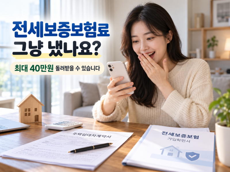 전세보증보험료 그냥 냈나요? 최대 40만원 돌려받을 수 있습니다｜청년 아니어도 가능