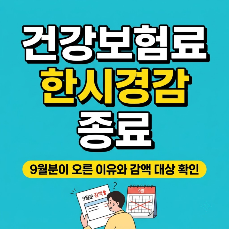 건강보험료 한시경감 종료, 9월분 갑자기 오른 이유와 감액 대상 확인하세요
