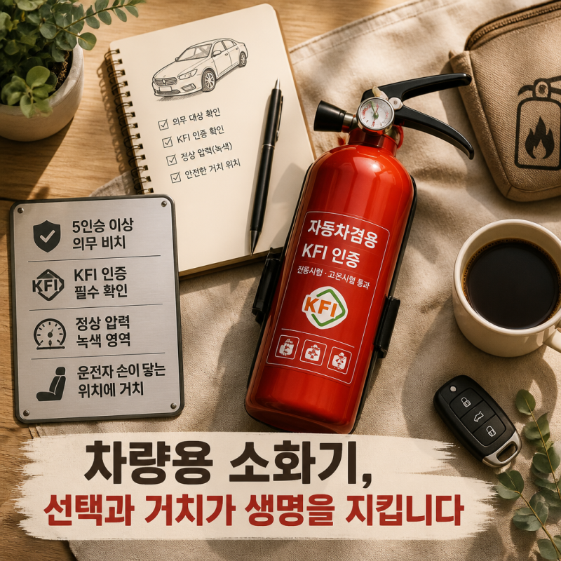 자동차 정기검사 불합격 피하는 차량용 소화기 규격 확인 방법