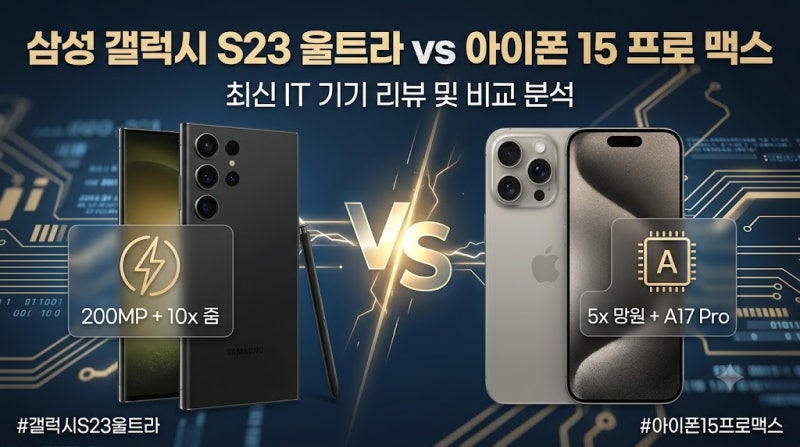 최신 IT 기기 리뷰 및 비교 분석: 삼성 갤럭시 S23 울트라 vs 애플 아이폰 15 프로 맥스도입