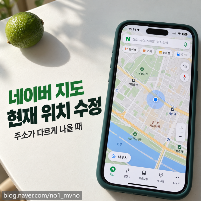 네이버 지도 위치 변경, 내 현재 위치 주소가 다르게 나올 때 수정하는 방법