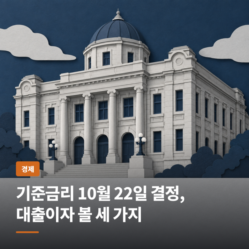 기준금리 10월 22일 결정, 대출이자 볼 세 가지